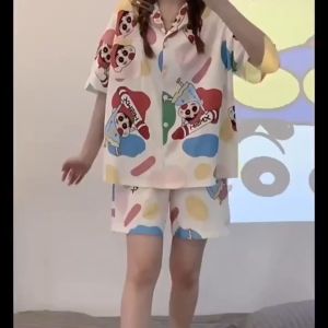 Đồ ngủ nữ pijama mặc nhà bộ ngủ hoạt hình cộc tay quần đùi mùa hè dễ thương