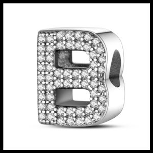 Mặt Dây Chuyền Charm Chữ Cái Tiếng Anh Bạc 925 Sterling Đính Đá Cubic Zirconia Dùng Làm Vòng Tay Dây Chuyền Tự Chế Món Quà Cổ Điển Dành Cho Phái Nữ