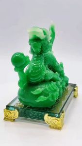 Jasaongo123 2024 Dragon Jade and Glass Stand Statue Decor Figurines Sculpture Collectibles for Wealth& Success