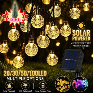 12M Waterproof LED Solar String Lights with Colorful Crystal Balls for Outdoor Garden Wedding Decor