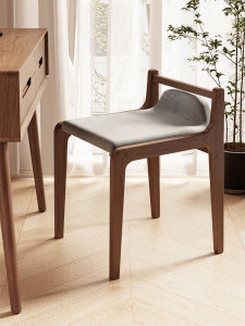 Scandinavian Dressing Stool Modern Minimalist Back Stool Solid Wood Soft Bag Makeup Stool For Home Bedroom Desk Dining Chair a High Stool