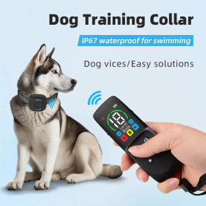 800M Dog Training Collar Waterproof Rechargeable Electric Stop Barking Collar Pet Remote Control LCD Screen with Three Modes