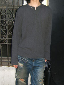 Boxy Short Wide Profile Cleanfit Soft Plaid Easiest for Match Flattering Multi-Color Optional Henry Collar Long Sleeves T-shirt