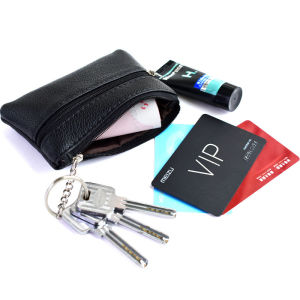 1PCS Womens Genuine Coin Purse w/ Key Ring Women Ladies Coin Wallet Car Mini Pouch Dual Zipper