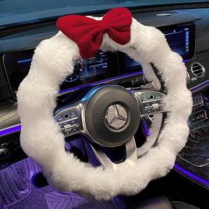 Ladies High-End Fluffy Car Steering Wheel Cover Winter Decoration Protection Warmth Anti-Slip Goddess Style Universal Fit