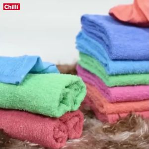 (**ราคาส่ง 12ผืน**) ผ้าเช็ดผม สีพื้น ตราปลา ตราพระอาทิตย์ ตราABAB ขนาด 13” x 28” พร้อมส่ง จากโรงงาน