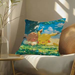 Bandai | Pokemon Dragonite Anime Plush Pillow Cover Soft Short Plush Cushion Cover For Sofa Bedroom Living Room Home Decor Gift