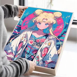 Bandai | Pintura de Diamantes DIY Clásica de Anime Sailor Moon Mosaico Hecho a Mano Arte Creativo Exquisito Regalo Decoración del Hog