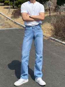 DAVID&ME | Light Blue Washed Loose Fit Straight Jeans Summer Retro