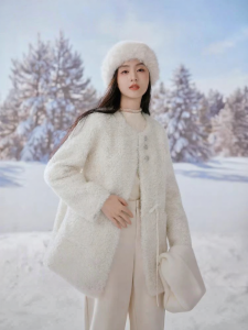 XIANGYING | White Faux Fur Coat for Women 2025 Winter New Style