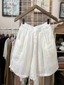 Summer New Arrival High-Count Ramie Double-Layer Lining Wide Leg Shorts Loose Plus Size Thin Elastic Waist Half Length Hot Pants for Women