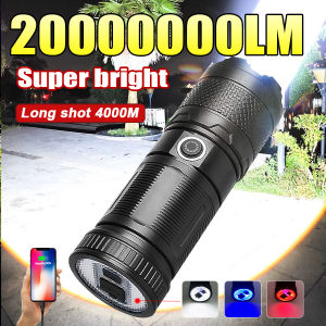 20000000LM Bright LED Flashlight High Power USB Rechageable Portable COB Flashlights Outdoor Camping Emergency Zoom Hand Lamps