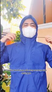 ASADTSU Jas Hujan Saku Kangguru Setelan Dewasa Pria Wanita Bahan Tebal Impor