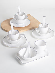 ชุดของใช้ในห้องครัว ชุดจาน ชาม ช้อน ช้อน ชุดเหล็กผสม 4 ชิ้น สีดำ สำหรับห้องอาหารโรงแรม ใช้ในห้องครัว