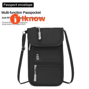 I know RFID-Blocking Passport Holder - Secure Travel Document Holder with Adjustable Strap Multi Functional Portable Storage Bag