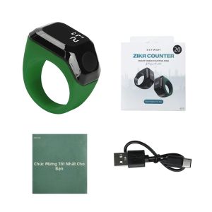 Gaqqee | Nhẫn Đếm Số Thông Minh Bluetooth Màn Hình Kỹ Thuật Số Có Thể Sạc Lại Nhắc Nhở Thời Gian Cầu Nguyện Đồng Bộ Với Ứng Dụng.