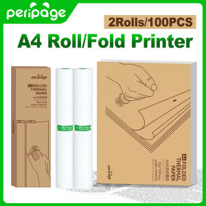 PeriPage 100 Pages Folded A4 Thermal Printer Paper for Long-lasting 8.5 x 11 Inch for A40 Printer PocketJet HPRT MT800 MT800Q