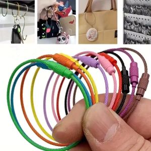 40pcs Multi-Color Wire Keychain Stainless Steel Key Rings Durable Multipurpose Luggage Tag Ring Portable for Travel Everyday Use