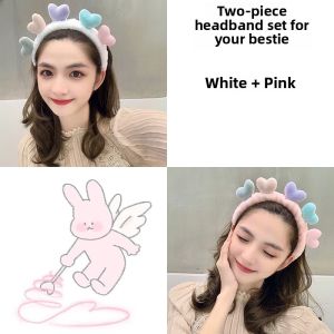 Trendy Face Wash Hair Tie Band Simple Cute Colorful Five Hearts Universal Headwear for Women Sweet Style Fresh out New