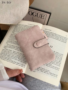 Korean Style Short Frosted Wallet Large Capacity Coin Purse Womens Leather Bag Youth Fashion Element Sewing Line Pure Color