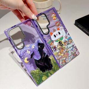 เคส Samsung Galaxy S25ULTRA S24 S24Ultra + S23Ultra S22Ultra S23ซิลิโคนเนื้อนิ่ม + แมวกวักนำโชค/ลิซ่าเมจิกแคท/ดอกไม้สีชมพู ”มีสไตล์ INS