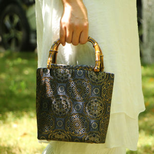 Túi Xách Nữ Phong Cách Trung Hoa Truyền Thống Tay Cầm Làm Từ Tre Thật Thủ Công DIY Vật Liệu Gói Hoạt Động Nhóm