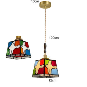 Mediterranean Stained Glass Pendant Lights Vintage Tiffany Led Hanging Lamp Kitchen Bar Living Room Decor Suspension Luminaire