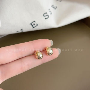 Metal Waterdrop Bean Earrings Women Simple Ins Cold Style 2025 New Versatile High-End Feeling Ear Jewelry Pair Alloy Plated Silver Gold