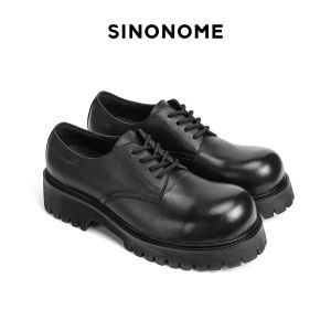 Sinonome Genuine Leather Derby Boots Mens Increased Height 5cm Top Layer Cowhide Big Head Casual Shoes Fashionable Youth