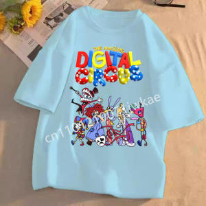 High-quality Casual Cotton T-shirts Boys Girls Cute Short-sleeved New Digital Circus Print T-shirts for Girls Childrens Tops