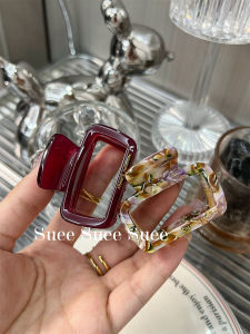 กิ๊บติดผมทรงสี่เหลี่ยมโปร่ง Acetate ขนาดกลาง สไตล์ฝรั่งเศส ทรงเรขาคณิต ดีไซน์เรียบง่าย สัมผัสระดับไฮเอนด์ กิ๊บติดผมแฟชั่น