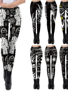 Tight-Fitting Hip-Lifting Printed Leggings Street Style Long Pants Womens Casual Bottoms Tight Small Foot Leggings