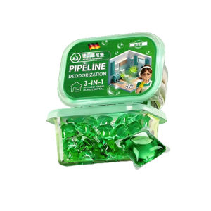 Aitemay 100pcs German Pipeline Deodorizer Gel Beads Sewer Drain Cleaner 3 in 1 Odor Remover Antibacterial Dissolvable Film For Toilet Sink Floor Drain Home Cleaning