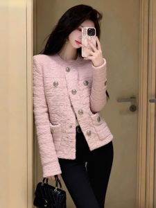 DANTING | High-end Pink Tweed Short Coat Womens Blazer