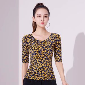 Latin Dancer Fashionable Adult Autumn And Winter Training Suit Oversized Modern National Standard Square Dance Top