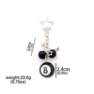 Fashion 8 Ball Fruit Cherry Dice Star Keychain Phone Accessories Y2K Handmade Creative No. 8 Black Billiards Key Ring Jewelry