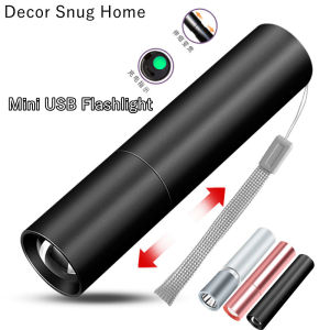 【Free Shipping】Portable Mini Aluminum Alloy USB Rechargeable Flashlight Outdoor Light