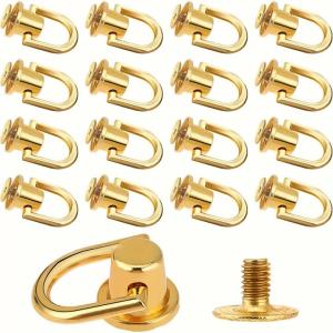 D-Ring Rivets with Screw Backs for Leathercraft - Metal Fasteners for DIY Handbags Wallets Crafts