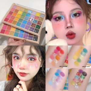 Colorful Eyeshadow Palette 40 Colors Performance Stage Bright Sparkle Fine Shiny Colorful Green Blue Pink Showcasing