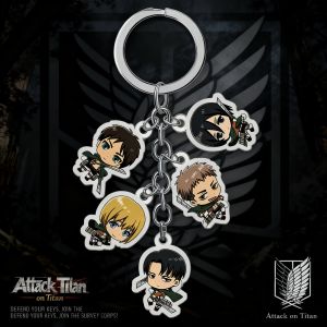 Bandai | Attack on Titan Acrylic Transparent Keychain Double Sided Set of 5 Anime Pendant Cosplay Gift
