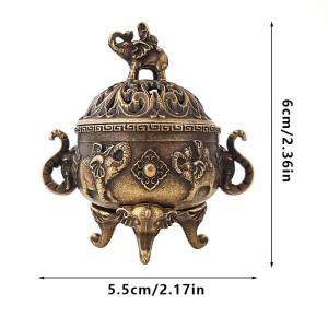 Lư Hương Kim Loại Phong Cách Cổ Điển Có Tay Cầm Thiết Kế Hình Sen Voi May Mắn Đồ Trang Trí Nhà Cửa Dùng Cho Thiền Định Yoga