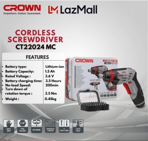 CROWN CT22024 MC 3.6V | 1.5Ah Lithium Ion Cordless Screwdriver