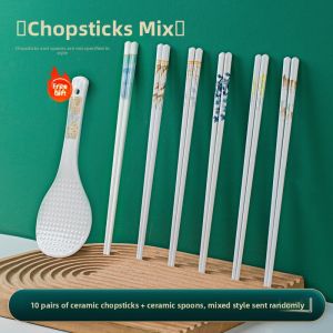 Jingdezhen Ceramic Chopsticks Holder Kitchen Storage Rack New High Aesthetic Drainage Design Home Use Knife Fork Storage Box