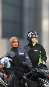 ONEDRY Pro Baju Hujan Motor Raincoat Hitam Kelabu Hijau Breathable Airflow Reflective Strip Black Grey Green Motorcycle Rainy Coat