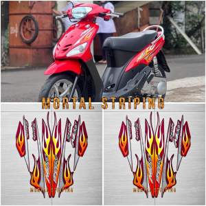 STIKER STRIPING LIS LES BODY YAMAHA MIO SPORTY API 2006 2007 MERAH