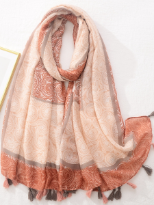 Womens Cotton Linen Scarf Long Ethnic Style Wrap Shoulder Vintage Artistic Sunscreen Warmth Neck Warmer for All Seasons