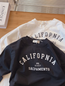 100% Pure Cotton Babies Long Sleeve T-shirt Spring and Autumn Top K-style Letters Print Boys and Girls Fried Street Baby Bottoming Shirt