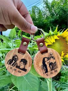 พวงกุญแจสายหนังสลักรูป