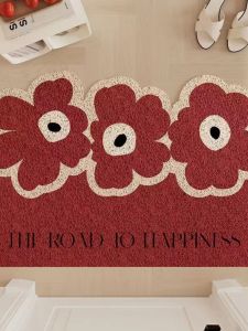 Đệm Lót Thảm Cửa Chống Bẩn Màu Đỏ Họa Tiết Hoa Có Thể Cắt Giảm Ô Tô PVC Hình Chữ Nhật Dùng Trong Nhà