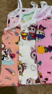 6pcs Cotton Kids Spaghetti Strap Sando Assorted Colors and Prints for kids girl--[0-5yrs].